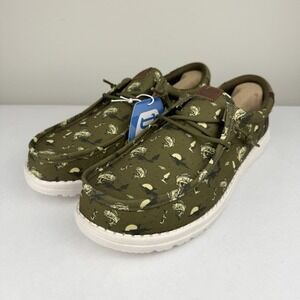 Hey Dude Wally Bass Burnt Olive Slip On Dark Olive Casual Shoe Men's Size 10 NEW